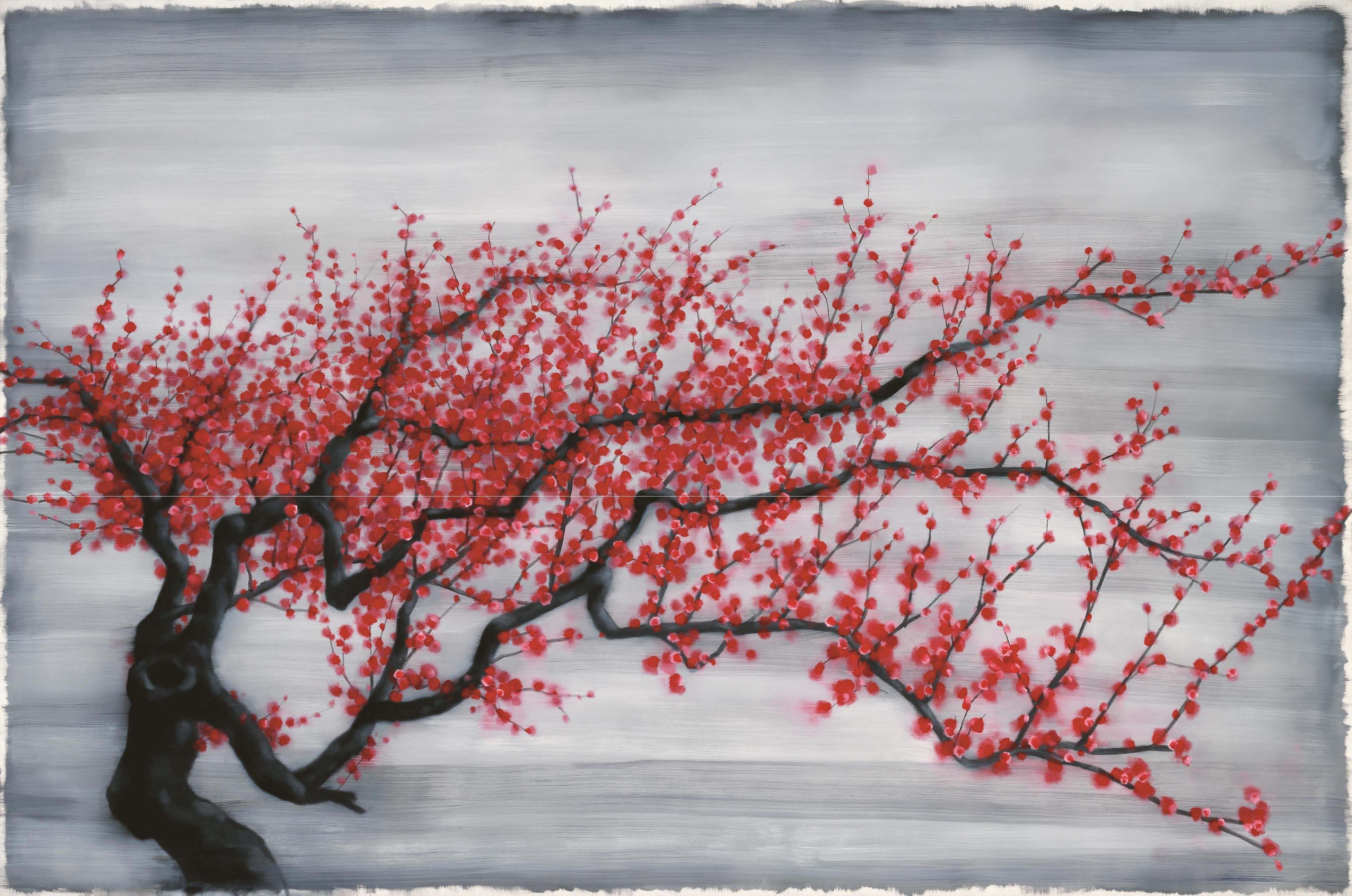 Zhang Xiaogang 张晓刚 | Red Plum Tree | oil on canvas | 200 x 300 cm | 2011